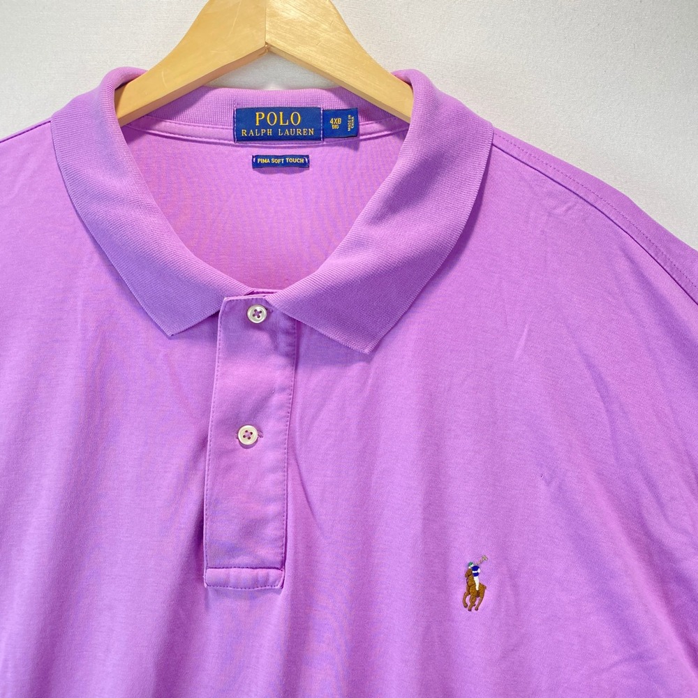 Polo Ralph Lauren Pima Soft Touch Polo Mens 4XB Purple Short Sleeve Logo Shirt